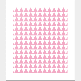 White and Blush Pink Zig Zag Design Posters and Art